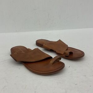 Free People Brown Leather Slide Sandals
